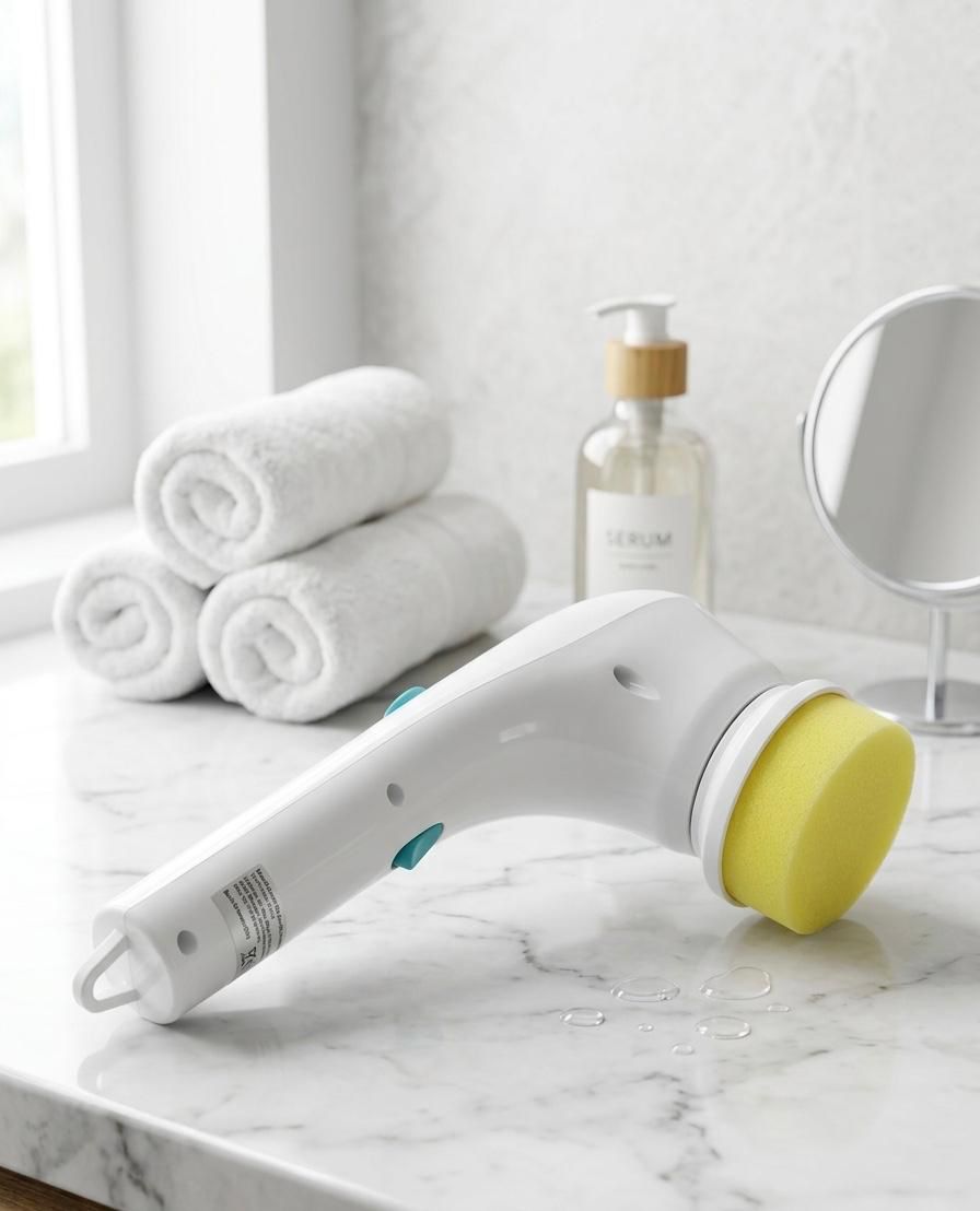 Multifunctional Handheld Electric Cleaning Brush. Portable for Kitchen And Household Use. USB Rechargeable with 5 Replaceable Brush Heads