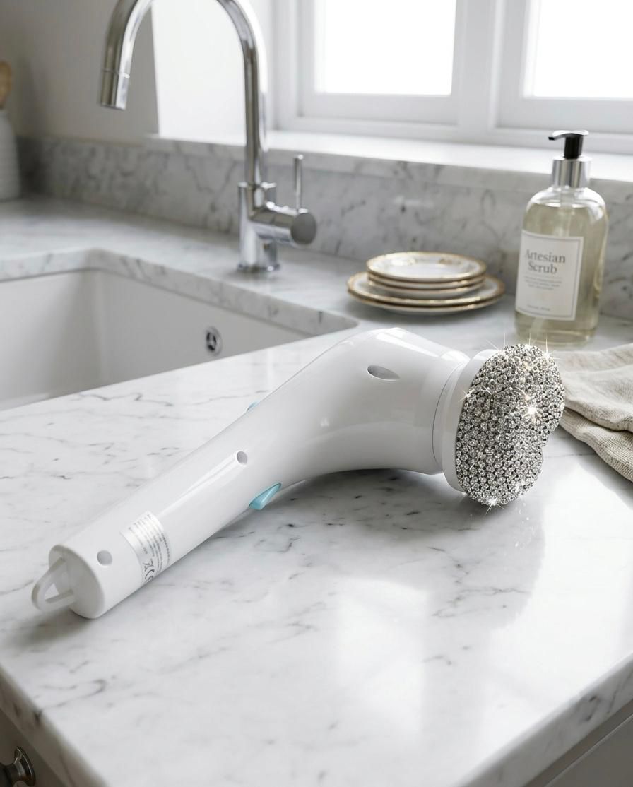 Multifunctional Handheld Electric Cleaning Brush. Portable for Kitchen And Household Use. USB Rechargeable with 5 Replaceable Brush Heads