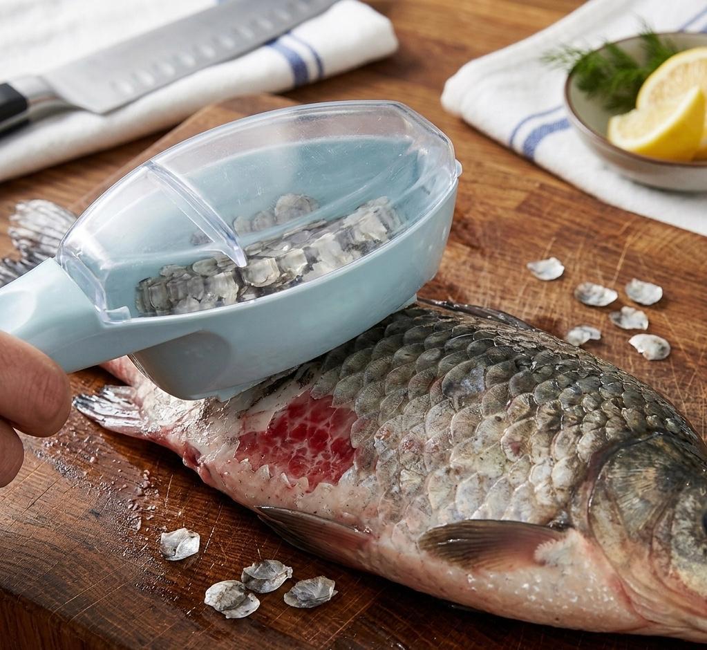 Kitchen Fish Scale Remover with Storage Box - Easy to Clean, Suitable for Catering and Home Use, Efficient Fish Scale Cleaning Tool, Ideal for Holiday Use