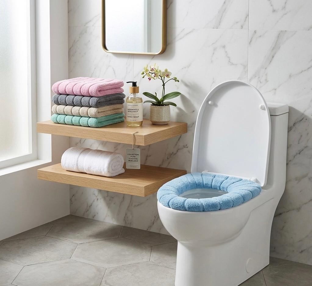 5 PCS Set Toilet Cushion Household Toilet Universal for Four Seasons Toilet Seat Cover Toilet Large Size Winter Thickened Toilet Seat Cushion Toilet Ring Cushion
