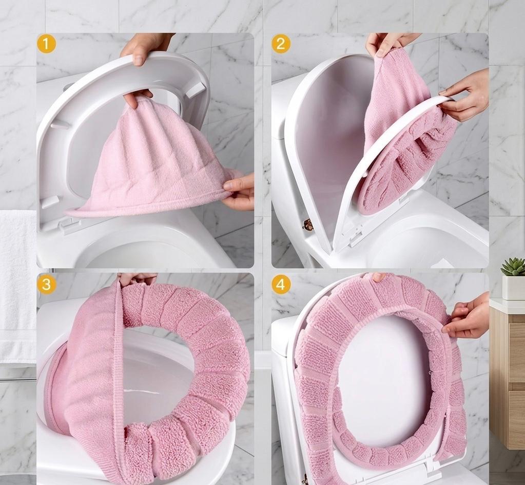 5 PCS Set Toilet Cushion Household Toilet Universal for Four Seasons Toilet Seat Cover Toilet Large Size Winter Thickened Toilet Seat Cushion Toilet Ring Cushion