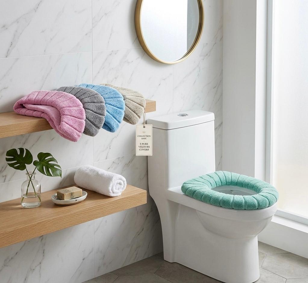 5 PCS Set Toilet Cushion Household Toilet Universal for Four Seasons Toilet Seat Cover Toilet Large Size Winter Thickened Toilet Seat Cushion Toilet Ring Cushion