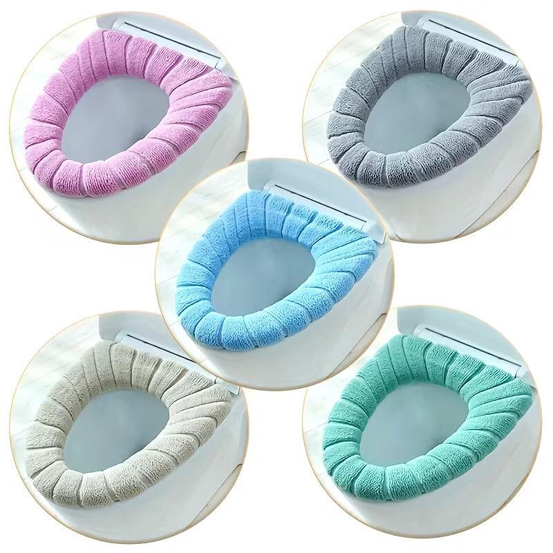 5 PCS Set Toilet Cushion Household Toilet Universal for Four Seasons Toilet Seat Cover Toilet Large Size Winter Thickened Toilet Seat Cushion Toilet Ring Cushion