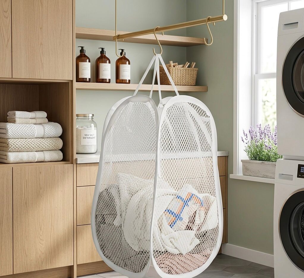 Modern Design Laundry Basket with Handle - Large Capacity Foldable Storage Bin, Suitable for Living Room, Bathroom, and Bedroom Clothing Storage - Pop-up Multi-functional Component, Unlined, Storage Basket, Laundry Baskets