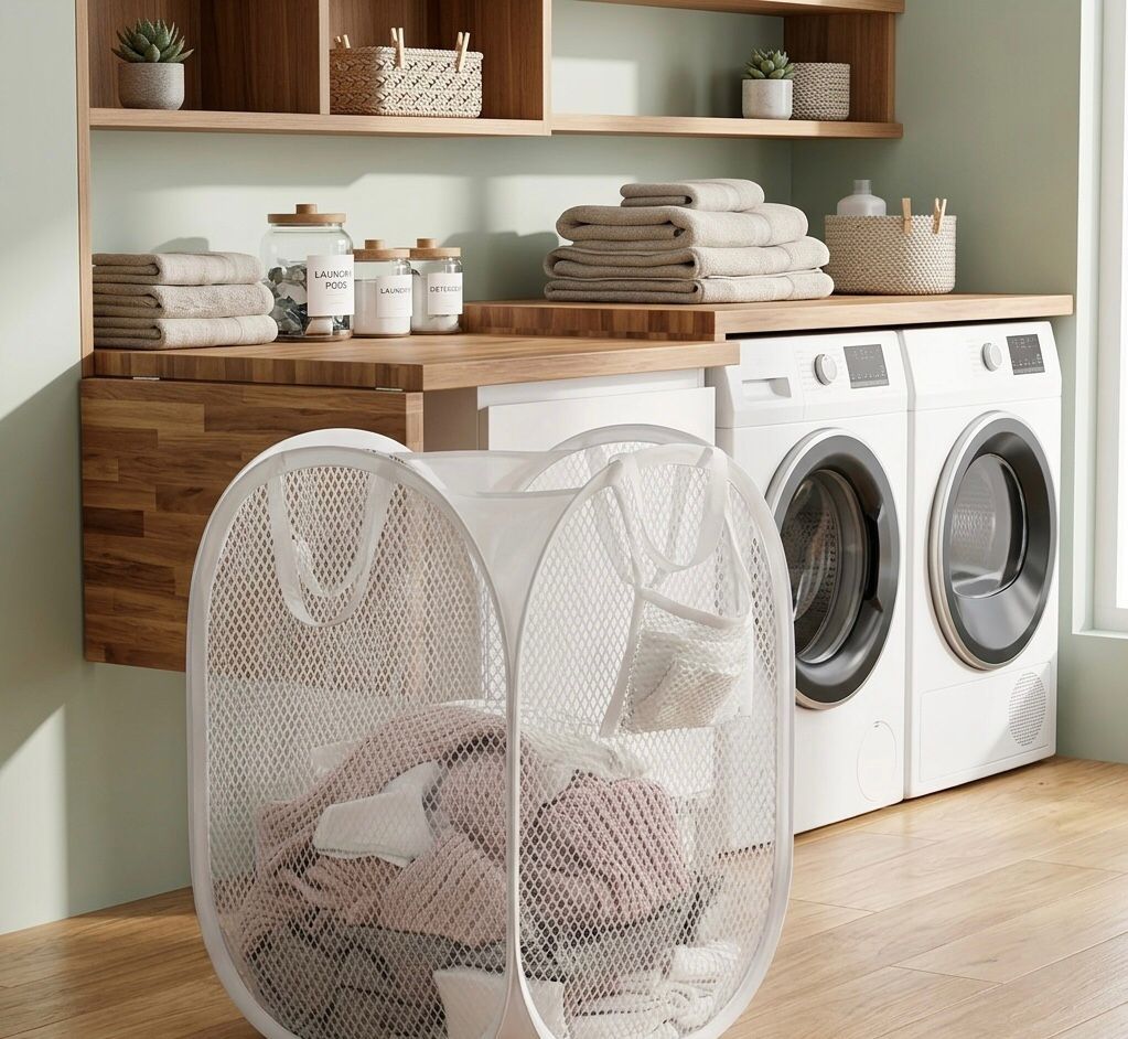 Modern Design Laundry Basket with Handle - Large Capacity Foldable Storage Bin, Suitable for Living Room, Bathroom, and Bedroom Clothing Storage - Pop-up Multi-functional Component, Unlined, Storage Basket, Laundry Baskets