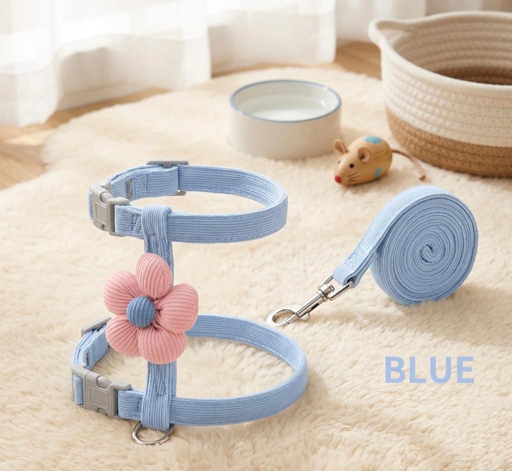 Cat/Small Dog Pet Harness and Leash Combo Set, Cute Striped Floral Design, Suitable for Holiday Decoration and Photography, for Small Cats/Pet Dogs