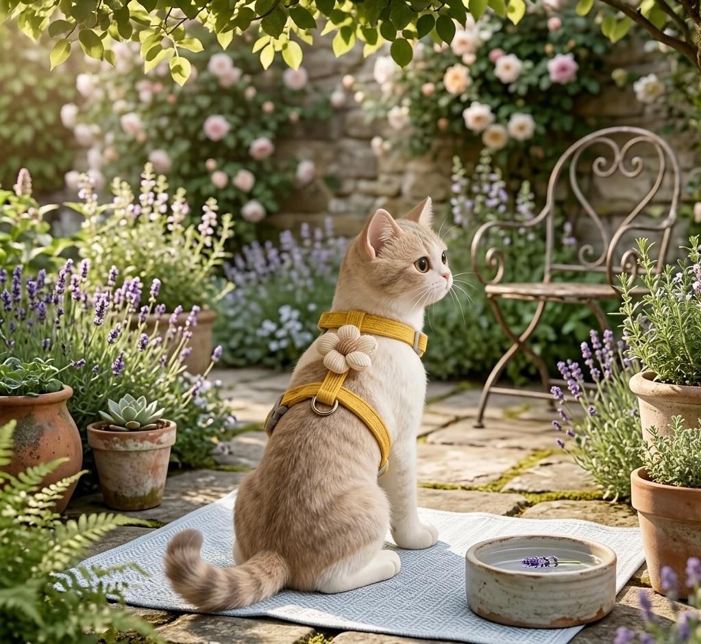 Cat/Small Dog Pet Harness and Leash Combo Set, Cute Striped Floral Design, Suitable for Holiday Decoration and Photography, for Small Cats/Pet Dogs