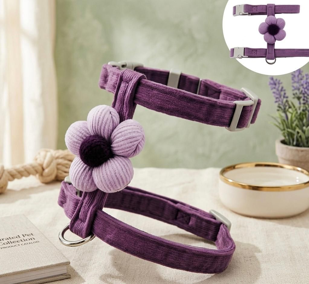 Cat/Small Dog Pet Harness and Leash Combo Set, Cute Striped Floral Design, Suitable for Holiday Decoration and Photography, for Small Cats/Pet Dogs