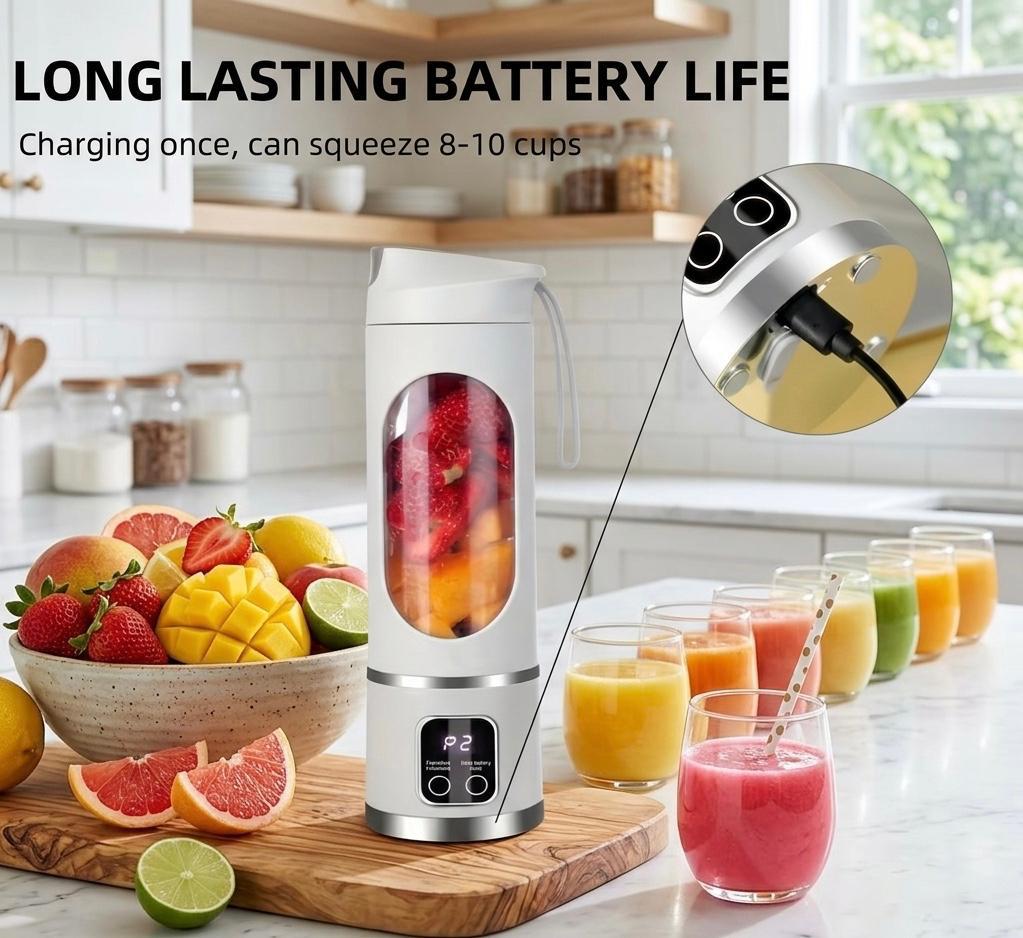 Portable USB-Rechargeable Blender & Juicer - Easy Clean, Perfect for Fruit & Vegetable Drinks, Milkshakes - 10.14oz to 16.91oz Capacity