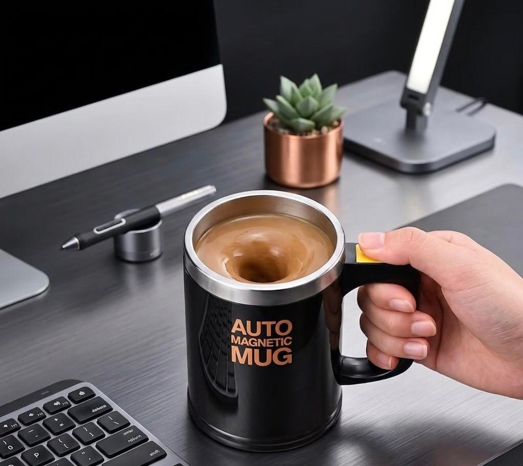 Automatic Magnetic Stirring Coffee Mug, Reusable Rotating Home Office Travel Mixing Cup, Stainless Steel Self Mixing Coffee Tumble,coffee Cup,electric Portable Water Cup,brewing Magnetic Rotation, Battery Model Electric Mixing Cup