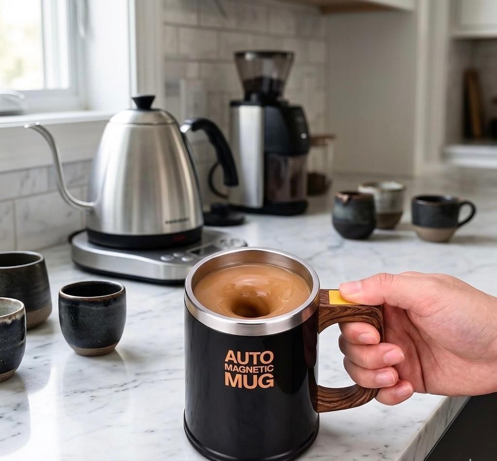 Automatic Magnetic Stirring Coffee Mug, Reusable Rotating Home Office Travel Mixing Cup, Stainless Steel Self Mixing Coffee Tumble,coffee Cup,electric Portable Water Cup,brewing Magnetic Rotation, Battery Model Electric Mixing Cup