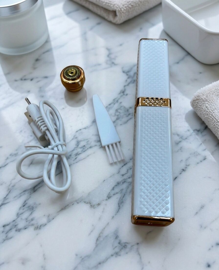 Eyebrow & Facial Hair Removal for Women, 2 in 1 Rechargeable Nose Hair & Eyebrow Trimmer, Portable Shaver with LED Light, Painless Facial Hair Trimmer for Eyebrows Lips