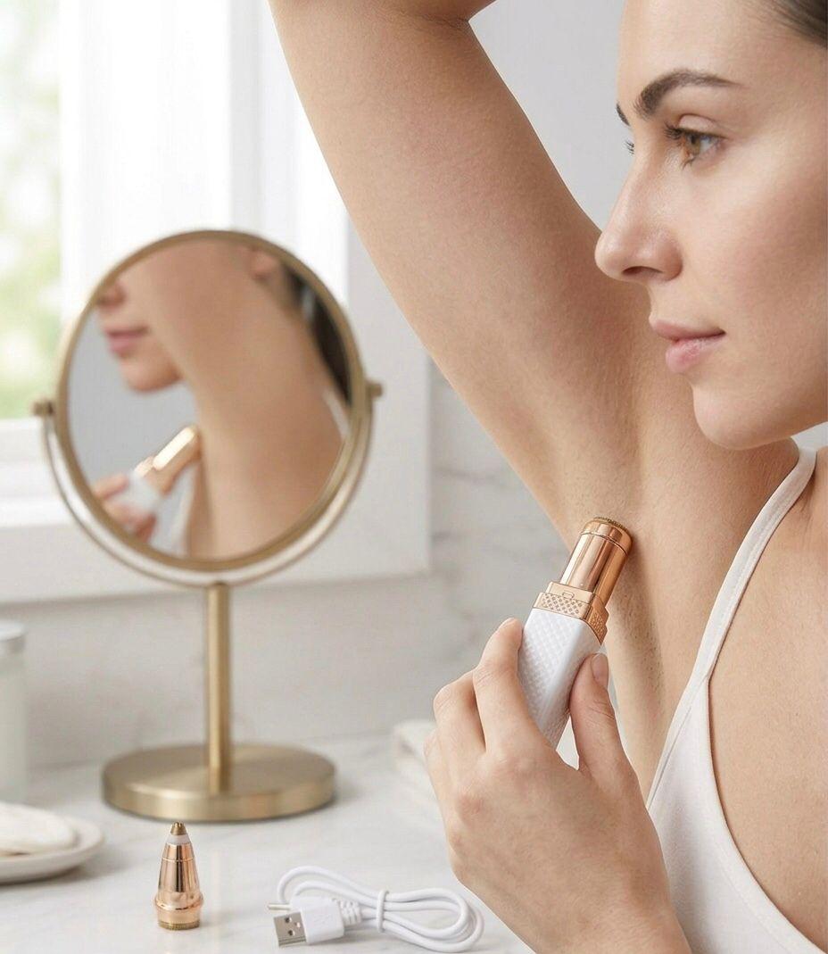 Eyebrow & Facial Hair Removal for Women, 2 in 1 Rechargeable Nose Hair & Eyebrow Trimmer, Portable Shaver with LED Light, Painless Facial Hair Trimmer for Eyebrows Lips