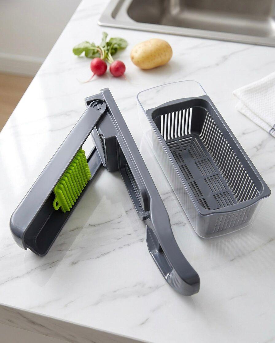 Multifunctional 16 in 1 Food Chopper, Vegetable Chopper, Onion Chopper, Vegetable Slicer, Dicer, Vegetable Chopper with 8 Blades, Colander Basket, Salad Potato Carrot Garlic Container, Multifunctional Cutter with Drain Basket, Chopper with Container